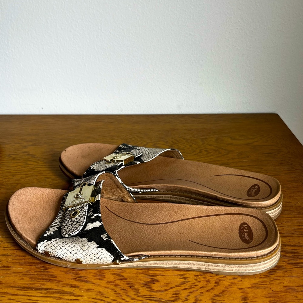Dr. Scholls snake sandals.